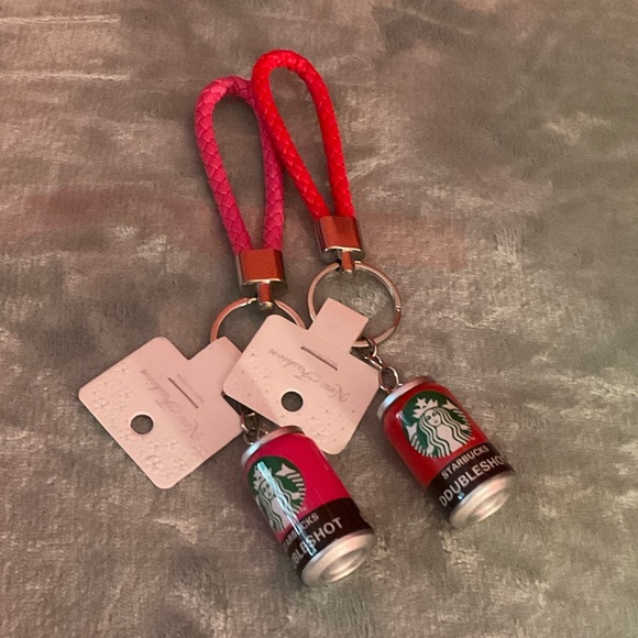 Starbucks Pink & Red Doubleshot Can Keychain Set of 2 - Picture 4 of 4
